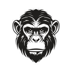 monkey, logo concept black and white color, hand drawn illustration