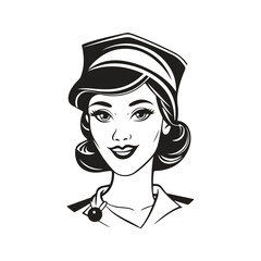 nurse, logo concept black and white color, hand drawn illustration
