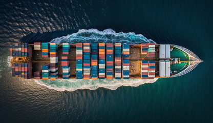 Obraz premium Shipping industry cargo containers on commercial docks generated by AI