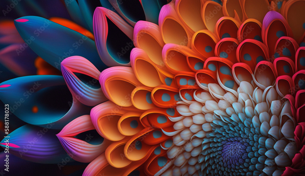 Poster vibrant abstract design with fractal pattern backdrop generated by ai