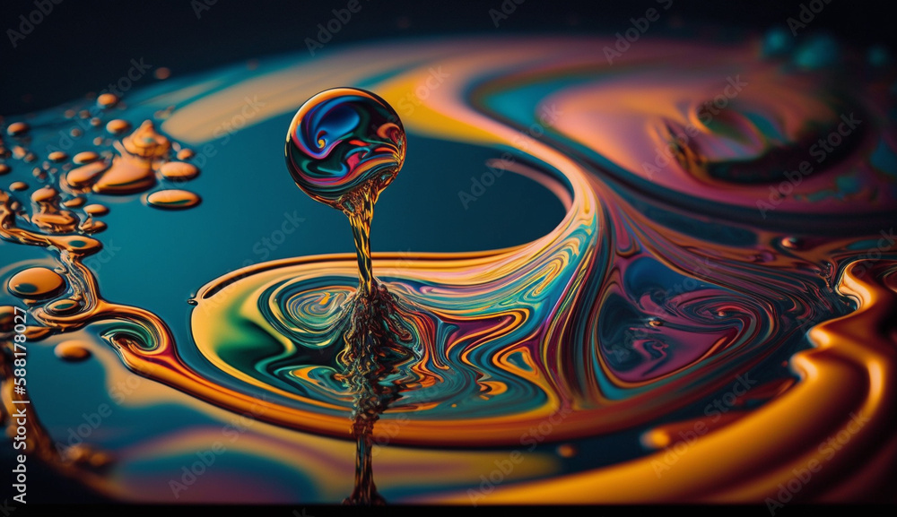 Poster abstract liquid pattern creates a futuristic space design generated by ai