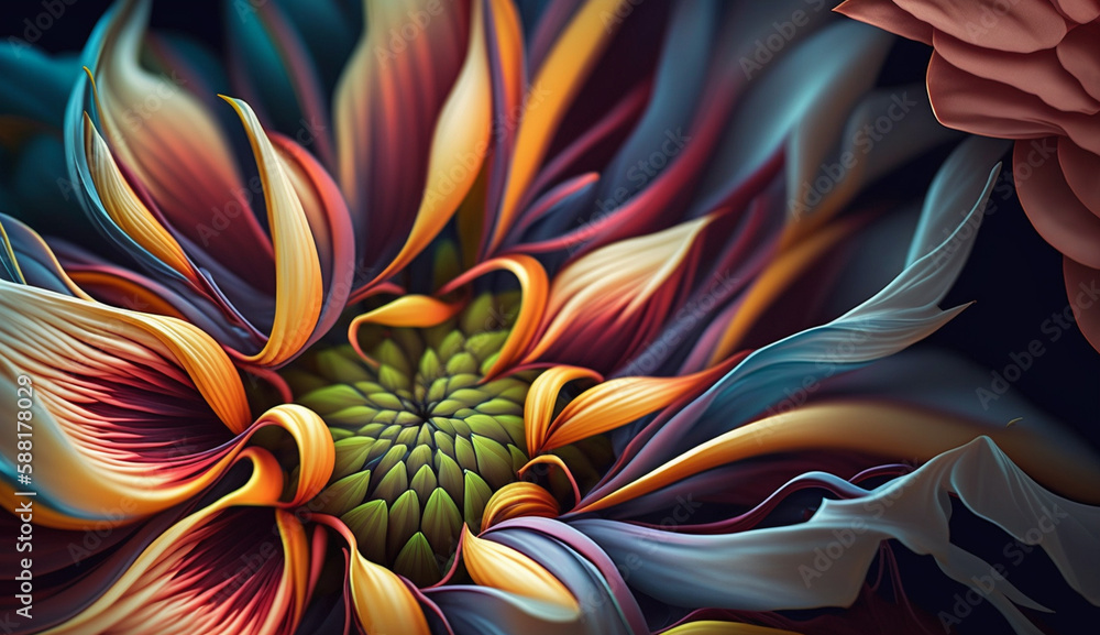 Poster abstract multi colored botanical design with floral patterns generated by ai