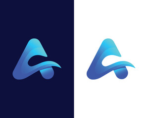 Creative A 3d letter logo design and technology concept illustration.