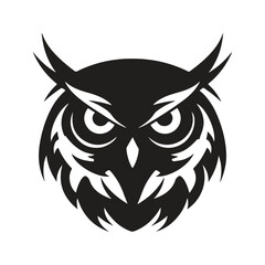owl, logo concept black and white color, hand drawn illustration