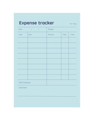 Expense tracker planner. 
