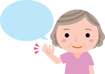 笑顔でOKサインを出すおばあさん