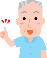 笑顔でいいねする高齢女性