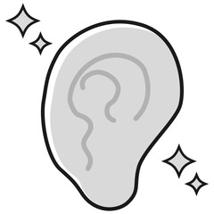 シンプルな耳のイラスト(白黒)