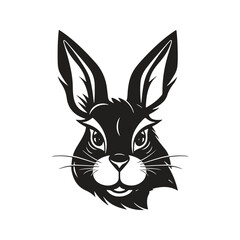 Naklejka premium rabbit, logo concept black and white color, hand drawn illustration