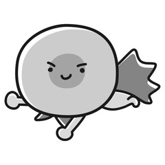 卵子のヒーローキャラクターイラスト(白黒)