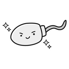 元気な精子のキャラクター(白黒)