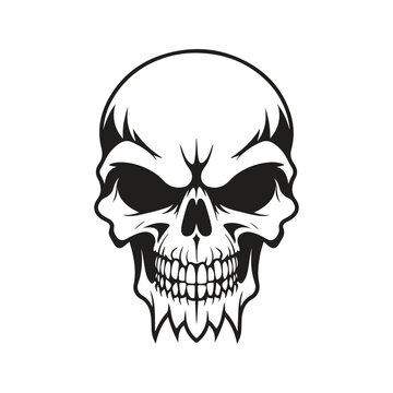 skull ripper, logo concept black and white color, hand drawn illustration
