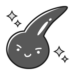 Fototapeta premium 黒い一本毛のキャラクター(白黒)