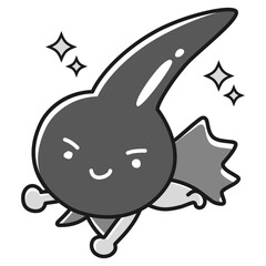 Obraz premium 黒い健康な一本毛のヒーローキャラクター(白黒)