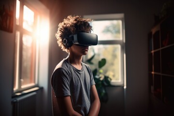 Virtual adventures: teenager explores a new dimension with vr headset