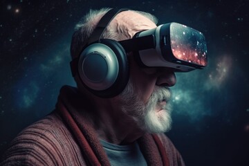 A new reality: senior man discovers virtual worlds with vr headset