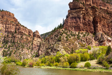 Cliffs above the Colorado River in Glenwood Canyon at the Hanging Lake rest stop