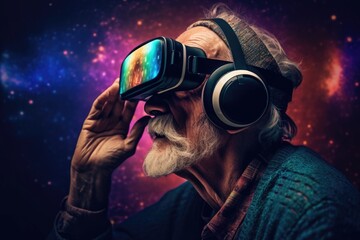 A new reality: senior man discovers virtual worlds with vr headset