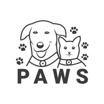 Pet shop design inspiration. Dog and cat paws symbol. Logo Vector logo template