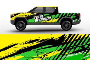 Pick up truck decal wrap design vector. Graphic modern abstract stripe racing background kit designs for wrap vehicle, race car, rally, adventure and livery