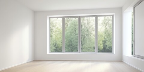 Fototapeta na wymiar Modern home featuring an empty room with ample natural light from the window, Generative AI