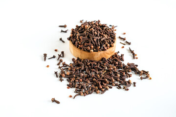 variety spices isolated white background