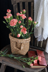 still life flower on the chair
