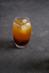 ice orange juice in glass