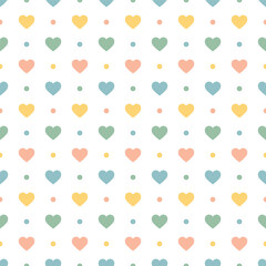 Colorful Pastel Heart Polka Dots Seamless Vector Repeat Pattern