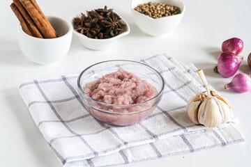 bumbu dasar, basic blended spices, typical of Indonesian traditional mix slices to make various dishsuch as stir fry, stew or soup.
