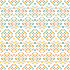Colorful Cute Little Mandala Circles Seamless Vector Repeat Pattern