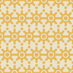 Fototapeta premium Yellow Sun Gear Geometric Seamless Vector Repeat Pattern