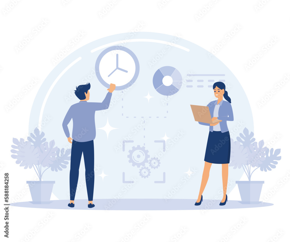 Poster it project delivery concept, agile project management, planning and deadline, software development, 