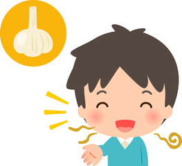 息のニンニク臭に気付かずしゃべる男性