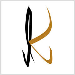 Letter K icon black and orange color. Vector Illustration for Icon, Symbol, Logo etc