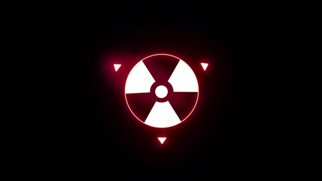 Biohazard Radiation nuclear signs loop Animation video transparent background with alpha channel.