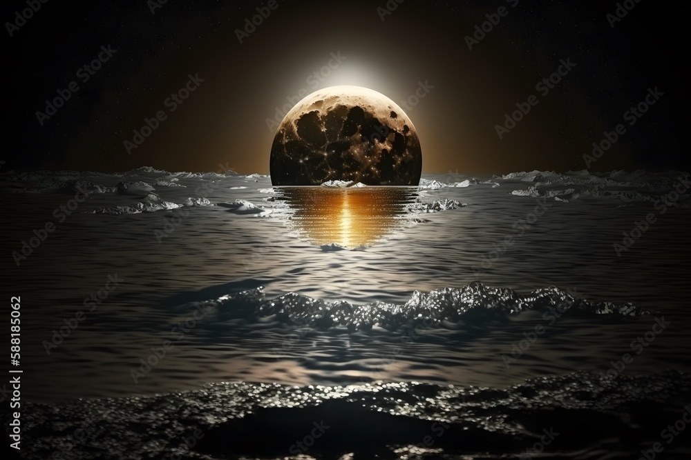 Wall mural sunset over the sea created using ai generative technology