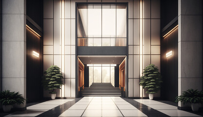 modern building entrance lobby Generative AI