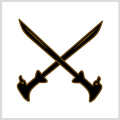Mandau, Iconic Traditional Weapon of The Dayak people of Borneo, Kalimantan, Indonesia. Vector Illustration For Icon, Symbol, Logo etc