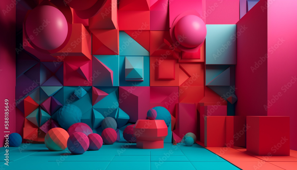 Poster geometric shapes of modern architecture and design generated by ai
