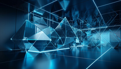 Fototapeta premium Modern computer graphics illuminate futuristic abstract architecture generated by AI