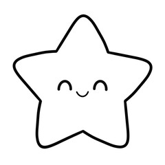 Black star outline and emotion face sticker.	