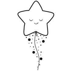 Black star outline and emotion face sticker.	