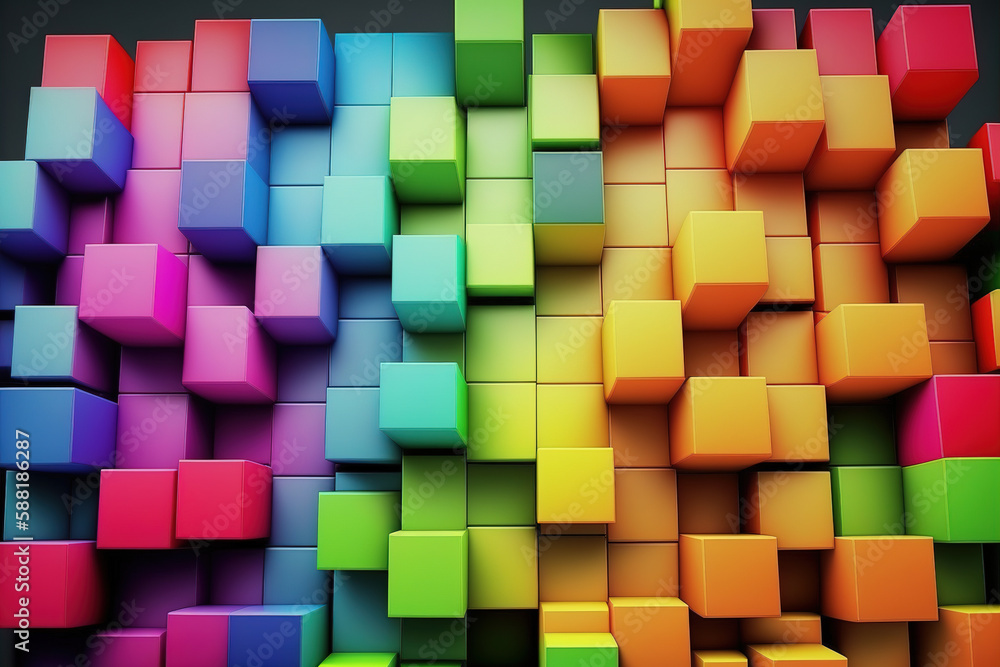 Poster abstract background of cube blocks wall stacking design for cubic wallpaper background . admirable g