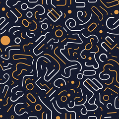 Edgy Geometric Outlines - Abstract Spatial Line Seamless Pattern
