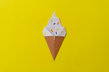 Step by step photo instruction how to make origami big ice cream. Simple diy with kids children's...