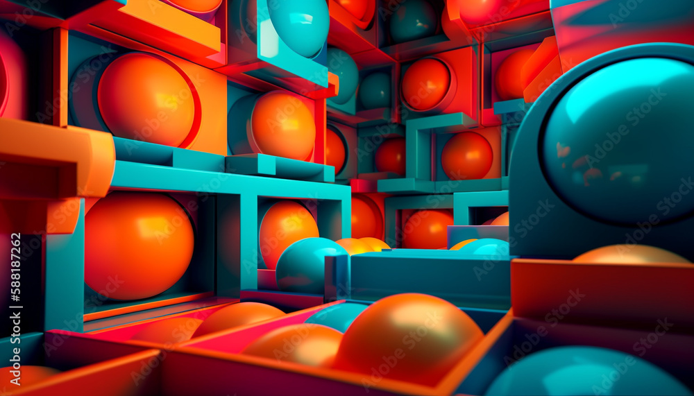 Poster vibrant colored abstract backdrop with shiny circles generated by ai