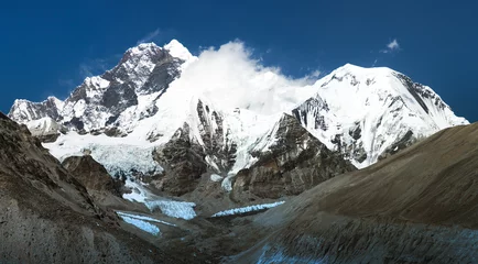 Papier Peint photo Makalu Mount Everest Lhotse and Lhotse Shar from Barun valley