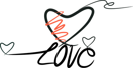 heart love text design line action.