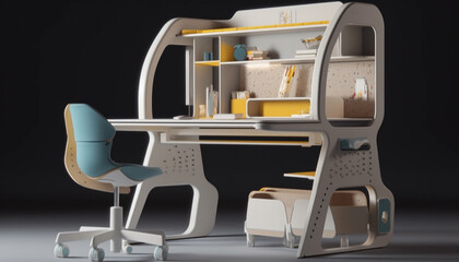 Naklejka premium Modern office equipment on steel table generated by AI
